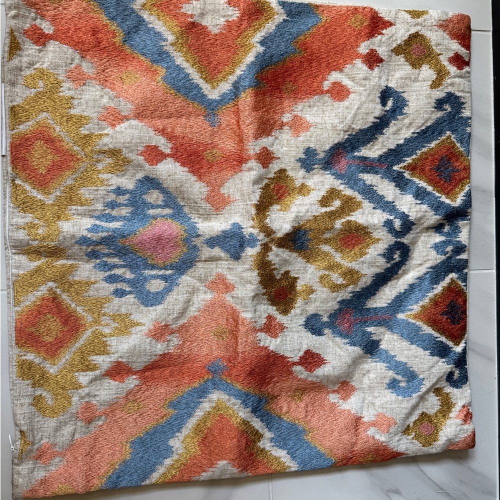 Callisto Home Coral Blue Gold Patterned Accent Pillow Cover NWT